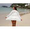imageGRECERELLE Lightweight Cardigan Sweaters for Women Crochet Knit Open Front Long Sleeve Loose Casual Boho Summer Beach CoverupAwhite