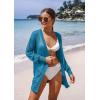 imageGRECERELLE Lightweight Cardigan Sweaters for Women Crochet Knit Open Front Long Sleeve Loose Casual Boho Summer Beach CoverupBlue