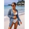 imageGRECERELLE Lightweight Cardigan Sweaters for Women Crochet Knit Open Front Long Sleeve Loose Casual Boho Summer Beach CoverupBlue Gray
