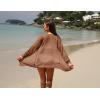 imageGRECERELLE Lightweight Cardigan Sweaters for Women Crochet Knit Open Front Long Sleeve Loose Casual Boho Summer Beach CoverupCaramel