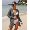 imageGRECERELLE Lightweight Cardigan Sweaters for Women Crochet Knit Open Front Long Sleeve Loose Casual Boho Summer Beach CoverupCharcoal