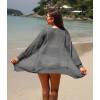 imageGRECERELLE Lightweight Cardigan Sweaters for Women Crochet Knit Open Front Long Sleeve Loose Casual Boho Summer Beach CoverupCharcoal