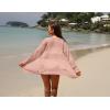 imageGRECERELLE Lightweight Cardigan Sweaters for Women Crochet Knit Open Front Long Sleeve Loose Casual Boho Summer Beach CoverupCoral Pink