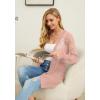 imageGRECERELLE Lightweight Cardigan Sweaters for Women Crochet Knit Open Front Long Sleeve Loose Casual Boho Summer Beach CoverupCoral Pink