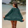 imageGRECERELLE Lightweight Cardigan Sweaters for Women Crochet Knit Open Front Long Sleeve Loose Casual Boho Summer Beach CoverupCyan
