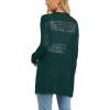 imageGRECERELLE Lightweight Cardigan Sweaters for Women Crochet Knit Open Front Long Sleeve Loose Casual Boho Summer Beach CoverupCyan