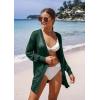 imageGRECERELLE Lightweight Cardigan Sweaters for Women Crochet Knit Open Front Long Sleeve Loose Casual Boho Summer Beach CoverupDark Green