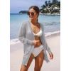 imageGRECERELLE Lightweight Cardigan Sweaters for Women Crochet Knit Open Front Long Sleeve Loose Casual Boho Summer Beach CoverupGray