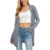 imageGRECERELLE Lightweight Cardigan Sweaters for Women Crochet Knit Open Front Long Sleeve Loose Casual Boho Summer Beach CoverupGray Blue