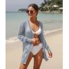 imageGRECERELLE Lightweight Cardigan Sweaters for Women Crochet Knit Open Front Long Sleeve Loose Casual Boho Summer Beach CoverupGray Blue