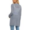 imageGRECERELLE Lightweight Cardigan Sweaters for Women Crochet Knit Open Front Long Sleeve Loose Casual Boho Summer Beach CoverupGray Blue