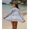 imageGRECERELLE Lightweight Cardigan Sweaters for Women Crochet Knit Open Front Long Sleeve Loose Casual Boho Summer Beach CoverupGray Blue