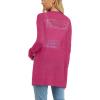 imageGRECERELLE Lightweight Cardigan Sweaters for Women Crochet Knit Open Front Long Sleeve Loose Casual Boho Summer Beach CoverupHot Pink