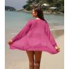 imageGRECERELLE Lightweight Cardigan Sweaters for Women Crochet Knit Open Front Long Sleeve Loose Casual Boho Summer Beach CoverupHot Pink