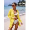 imageGRECERELLE Lightweight Cardigan Sweaters for Women Crochet Knit Open Front Long Sleeve Loose Casual Boho Summer Beach CoverupLemon Yellow