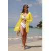 imageGRECERELLE Lightweight Cardigan Sweaters for Women Crochet Knit Open Front Long Sleeve Loose Casual Boho Summer Beach CoverupLemon Yellow