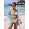 imageGRECERELLE Lightweight Cardigan Sweaters for Women Crochet Knit Open Front Long Sleeve Loose Casual Boho Summer Beach CoverupLight Green