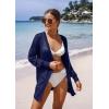 imageGRECERELLE Lightweight Cardigan Sweaters for Women Crochet Knit Open Front Long Sleeve Loose Casual Boho Summer Beach CoverupNavy Blue