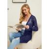 imageGRECERELLE Lightweight Cardigan Sweaters for Women Crochet Knit Open Front Long Sleeve Loose Casual Boho Summer Beach CoverupNavy Blue