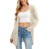 imageGRECERELLE Lightweight Cardigan Sweaters for Women Crochet Knit Open Front Long Sleeve Loose Casual Boho Summer Beach CoverupOatmeal