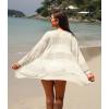 imageGRECERELLE Lightweight Cardigan Sweaters for Women Crochet Knit Open Front Long Sleeve Loose Casual Boho Summer Beach CoverupOatmeal