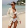 imageGRECERELLE Lightweight Cardigan Sweaters for Women Crochet Knit Open Front Long Sleeve Loose Casual Boho Summer Beach CoverupOatmeal