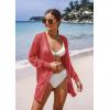 imageGRECERELLE Lightweight Cardigan Sweaters for Women Crochet Knit Open Front Long Sleeve Loose Casual Boho Summer Beach CoverupOrange Red