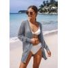 imageGRECERELLE Lightweight Cardigan Sweaters for Women Crochet Knit Open Front Long Sleeve Loose Casual Boho Summer Beach CoverupPencil Gray
