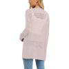 imageGRECERELLE Lightweight Cardigan Sweaters for Women Crochet Knit Open Front Long Sleeve Loose Casual Boho Summer Beach CoverupPink White