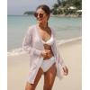 imageGRECERELLE Lightweight Cardigan Sweaters for Women Crochet Knit Open Front Long Sleeve Loose Casual Boho Summer Beach CoverupPink White