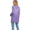 imageGRECERELLE Lightweight Cardigan Sweaters for Women Crochet Knit Open Front Long Sleeve Loose Casual Boho Summer Beach CoverupPurple Gray