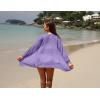 imageGRECERELLE Lightweight Cardigan Sweaters for Women Crochet Knit Open Front Long Sleeve Loose Casual Boho Summer Beach CoverupPurple Gray