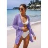 imageGRECERELLE Lightweight Cardigan Sweaters for Women Crochet Knit Open Front Long Sleeve Loose Casual Boho Summer Beach CoverupPurple Gray
