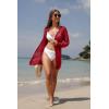 imageGRECERELLE Lightweight Cardigan Sweaters for Women Crochet Knit Open Front Long Sleeve Loose Casual Boho Summer Beach CoverupRed