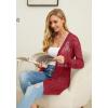 imageGRECERELLE Lightweight Cardigan Sweaters for Women Crochet Knit Open Front Long Sleeve Loose Casual Boho Summer Beach CoverupRed