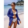 imageGRECERELLE Lightweight Cardigan Sweaters for Women Crochet Knit Open Front Long Sleeve Loose Casual Boho Summer Beach CoverupRoyal Blue