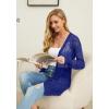 imageGRECERELLE Lightweight Cardigan Sweaters for Women Crochet Knit Open Front Long Sleeve Loose Casual Boho Summer Beach CoverupRoyal Blue