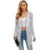 imageGRECERELLE Lightweight Cardigan Sweaters for Women Crochet Knit Open Front Long Sleeve Loose Casual Boho Summer Beach CoverupSilver Gray
