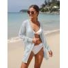 imageGRECERELLE Lightweight Cardigan Sweaters for Women Crochet Knit Open Front Long Sleeve Loose Casual Boho Summer Beach CoverupSilver Gray