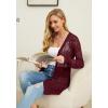 imageGRECERELLE Lightweight Cardigan Sweaters for Women Crochet Knit Open Front Long Sleeve Loose Casual Boho Summer Beach CoverupWine Red