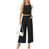 imageGRECERELLE Two Piece Sets for Women Sleeveless Crop Top Wide Leg Pants Sweat Set for Women Tracksuits 2026 SummerBlack