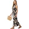 imageGRECERELLE Two Piece Sets for Women Sleeveless Crop Top Wide Leg Pants Sweat Set for Women Tracksuits 2026 SummerBlack Palm Leaf