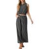 imageGRECERELLE Two Piece Sets for Women Sleeveless Crop Top Wide Leg Pants Sweat Set for Women Tracksuits 2026 SummerBlack Stripe