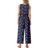 imageGRECERELLE Two Piece Sets for Women Sleeveless Crop Top Wide Leg Pants Sweat Set for Women Tracksuits 2026 SummerBlue Pink Wh Flower