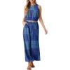 imageGRECERELLE Two Piece Sets for Women Sleeveless Crop Top Wide Leg Pants Sweat Set for Women Tracksuits 2026 SummerBlue Purple Patch