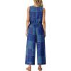 imageGRECERELLE Two Piece Sets for Women Sleeveless Crop Top Wide Leg Pants Sweat Set for Women Tracksuits 2026 SummerBlue Purple Patch