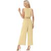 imageGRECERELLE Two Piece Sets for Women Sleeveless Crop Top Wide Leg Pants Sweat Set for Women Tracksuits 2026 SummerButter Yellow