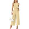 imageGRECERELLE Two Piece Sets for Women Sleeveless Crop Top Wide Leg Pants Sweat Set for Women Tracksuits 2026 SummerButter Yellow
