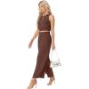imageGRECERELLE Two Piece Sets for Women Sleeveless Crop Top Wide Leg Pants Sweat Set for Women Tracksuits 2026 SummerCoffee