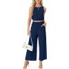 imageGRECERELLE Two Piece Sets for Women Sleeveless Crop Top Wide Leg Pants Sweat Set for Women Tracksuits 2026 SummerDark Blue